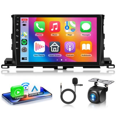 2G+64G Android 13 Car Stereo for Toyota Highlander 2014-2019 with Wireless Carplay Android Auto, 10.1 Inch Touch Screen Radio Support GPS/WiFi/Bluetooth/FM/SWC/Backup Camera