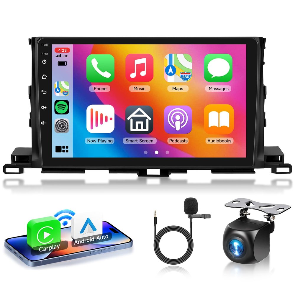 2G+64G Android 13 Car Stereo for Toyota Highlander 2014-2019 with Wireless Carplay Android Auto, 10.1 Inch Touch Screen Radio Support GPS/WiFi/Bluetooth/FM/SWC/Backup Camera
