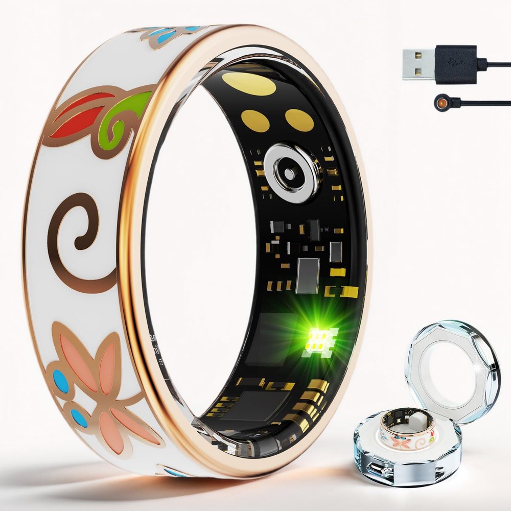 Cloisonn Smart Ring for Women Men,Unique Health Monitoring,Fitness Tracker with Heart Rate,Blood Oxygen,Stress Monitor,Sleep,Compatible with Android and iOS,IP68 Waterproof,No Subscription (11#)