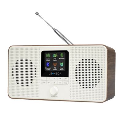 LEMEGA IR4S Stereo WiFi Internet Radio,FM Digital Radio, Spotify Connect, Bluetooth Speaker, Dual Alarms Clock, 40 Presets, Headphone-Output, Batteries or Mains Powered (Dark Walnut)