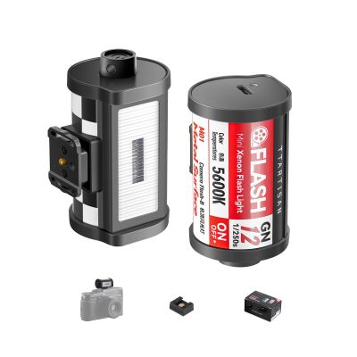 TTARTISAN M01 On-Camera Flash, Mini Flash Speedlite for Hot Shoe Camera, Lightweight Xenon Flash Light with 4 Power Level GN12 5600K200K Compact Retro Camera (1)