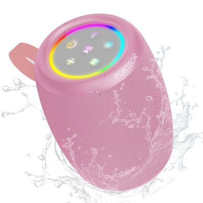 Portable Bluetooth Speaker with Lights, Powerful Stereo Loud Sound Wireless Small Speaker, IPX5 Waterproof, BT5.3, TWS Pairing, for Outdoor/Home/Party/Beach/Shower, Birthday Holiday Electronic Gift