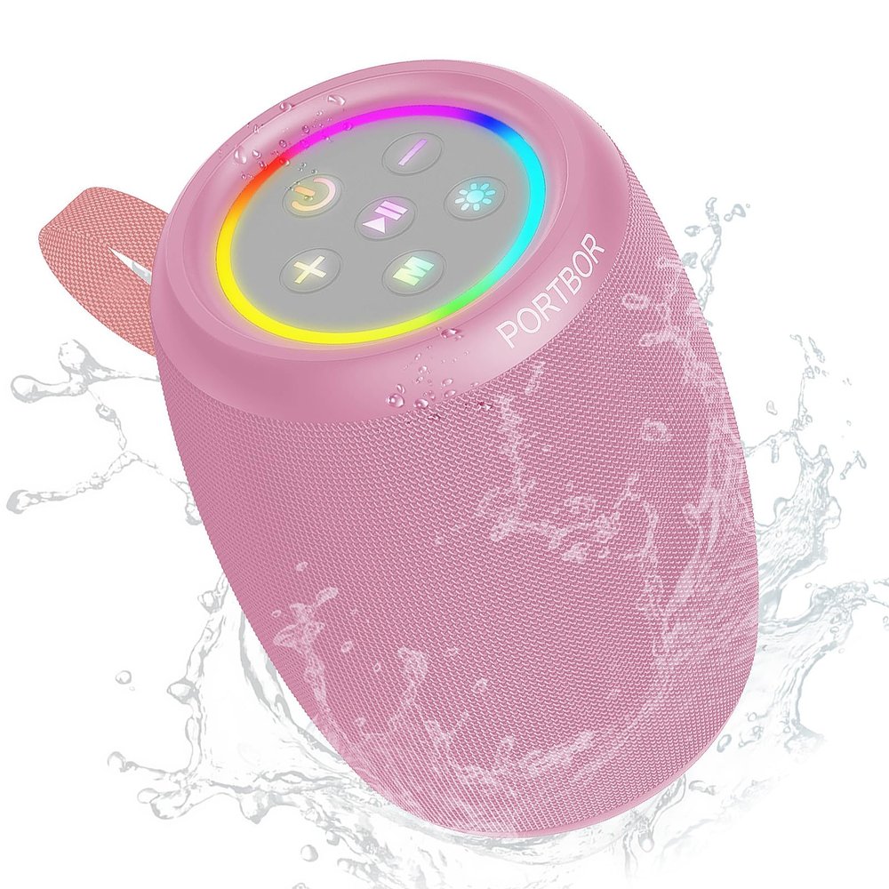 Portable Bluetooth Speaker with Lights, Powerful Stereo Loud Sound Wireless Small Speaker, IPX5 Waterproof, BT5.3, TWS Pairing, for Outdoor/Home/Party/Beach/Shower, Birthday Holiday Electronic Gift