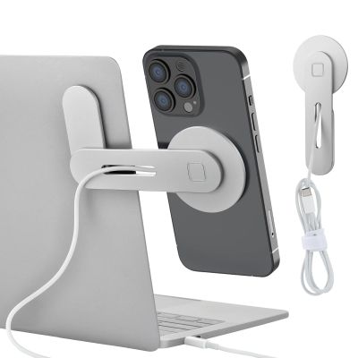 aceyoon Laptop Phone Mount Fast Wireless Charger Magnetic Phone Holder for Laptop 180Adjustable Phone Stand for iPhone 16/15/14/13/12 MagSafe