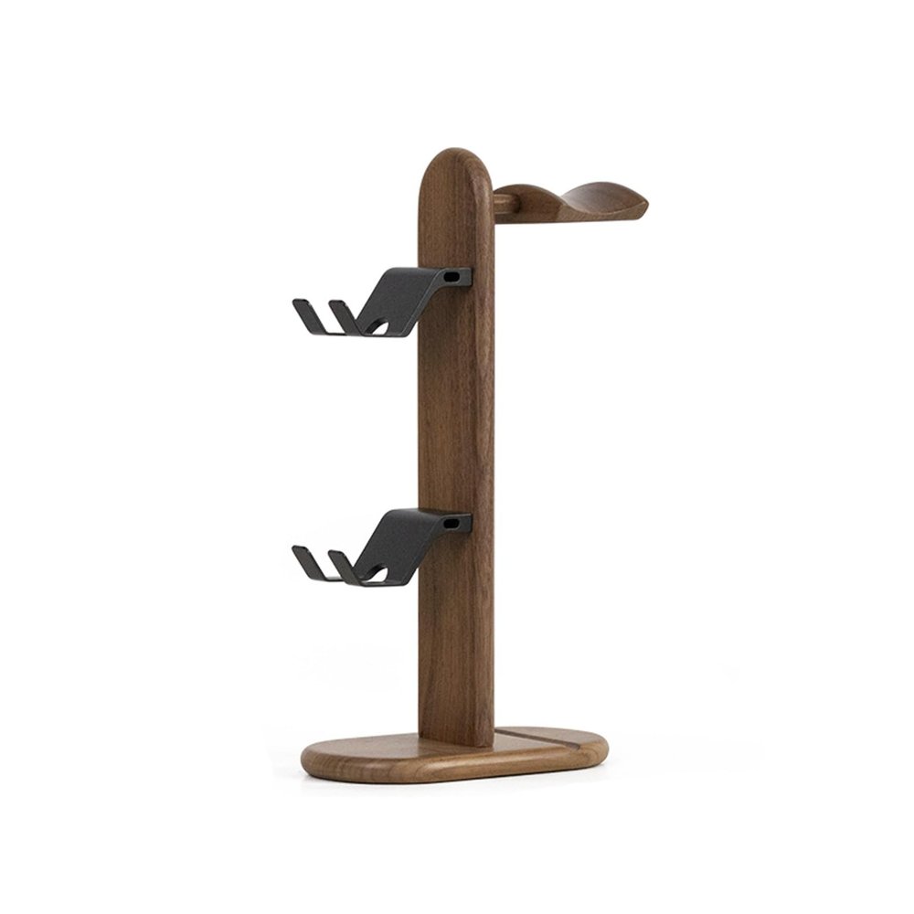BJOHVPPS Headphone Stand, Wooden Desktop Headphone Stand Universal Headset Holder Hanger Mount Aluminum with Protective Silicone Pad, Gaming Headset Accessories(Black)