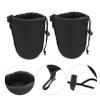 balacoo 2pcs Dslr Camera Lens Pouch Bag Neoprene Lens Protector Carabiner Attachable Water Splash Resistant Scratch Travel Accessory view 3