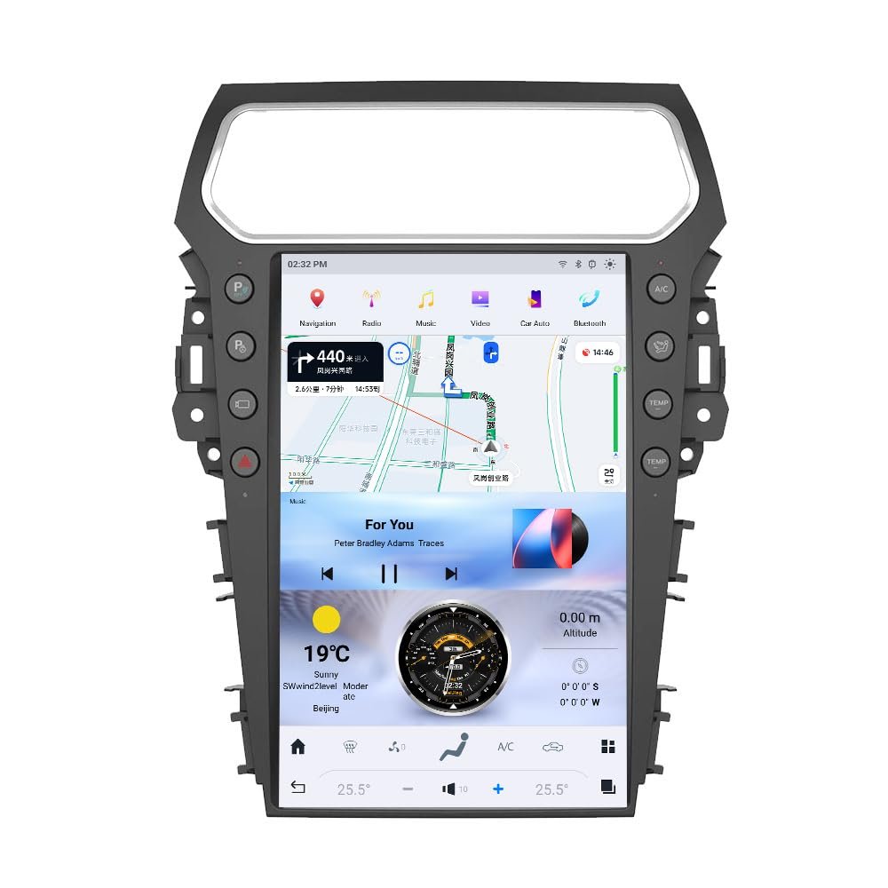 ZWNAV 14.4 Inch Vertical Screen Android 13 Car Radio for Ford Explorer 2011-2019 GPS Navigation Wireless CarPlay Stereo Multimedia Player QLED Head Unit Update (8G 128G)