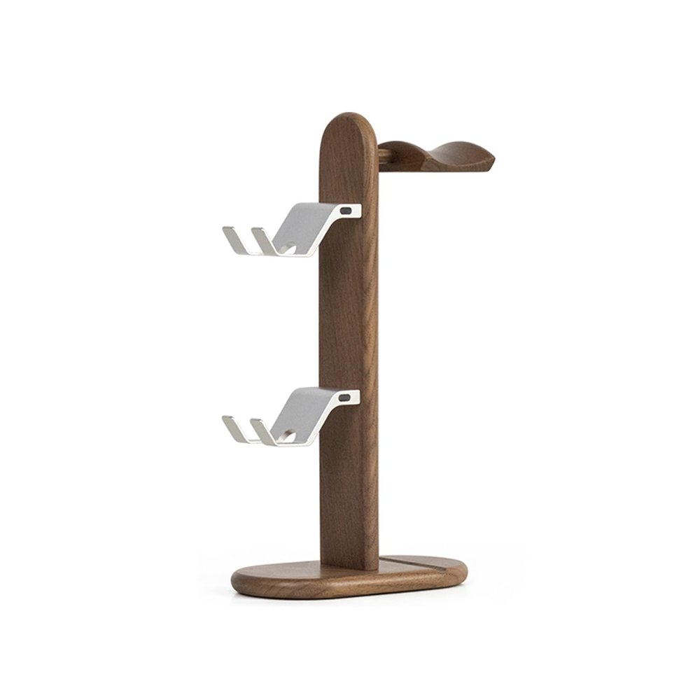 BJOHVPPS Headphone Stand, Wooden Desktop Headphone Stand Universal Headset Holder Hanger Mount Aluminum with Protective Silicone Pad, Gaming Headset Accessories(Silver)