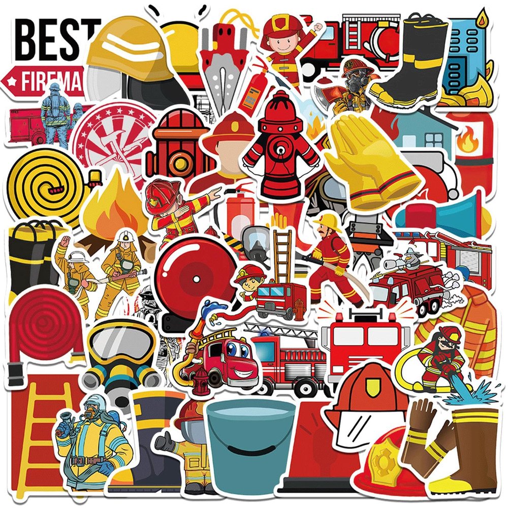 100 Pcs Fire Truck Stickers Decals Waterproof Vinyl Sticker Suitable for Water Bottles,Laptop,Luggage,Teens Adults,Keyboards,Backpacks,Skateboards,Helmet,Water Bottles,ScrapbooksFire Stickers