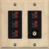 RiteAV 5 Port Speaker Wire Plug Jack Wall Plate with 1 RCA for Subwoofer - 2 Gang [Wood/Black] view 1