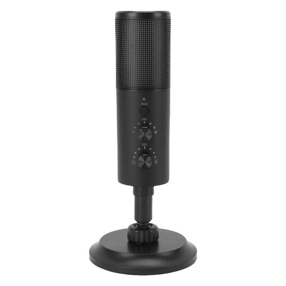 Zunate USB Condenser Cardioid Mic with 11 Dynamic RGB Modes, Noise Reduction Chip, Adjustable Stand, Cardioid Microphone for Computer Mobile Phone