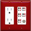 RiteAV 5 Port Speaker Wire Plug Jack Wall Plate with 1 RCA for Subwoofer - Tamper-Resistant Outlet [Red/White] view 1