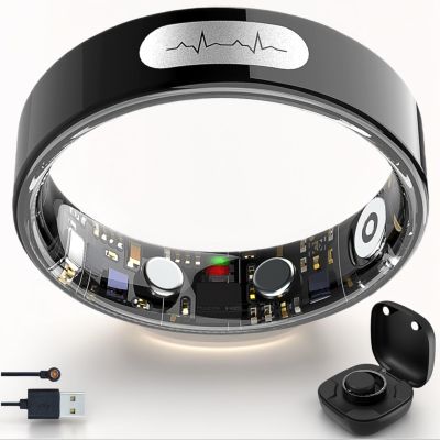 Couple Smart Ring for Women Men,5ATM+IP68 Waterproof Health Monitoring,Fitness Tracker with Heart Rate,Blood Oxygen,Stress Monitor,Sleep,Compatible with Android and iOS,No Subscription (Men, 11#)
