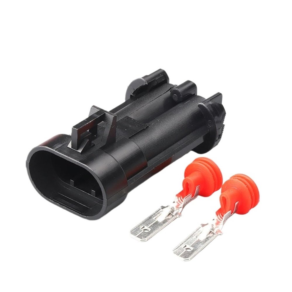 1/5/10/20/50 Sets 2 Pin Electronic Fan Headlamp Wiring Socket Power ABS Pump Black Water Proof Connector 15363990(2p Male,5 Sets_2P)