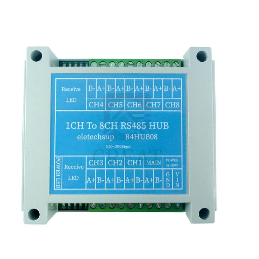 DC 8-30V 8 Port RS485 Hub Industrial Grade 485 Bus Repeater Serial Port Signal 100-1000Kbps
