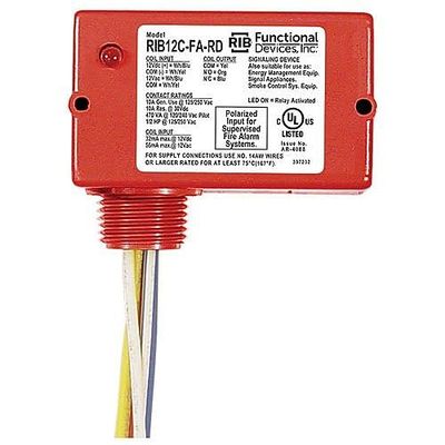 RIB12C-FA-RD Enclosed Relay 10A SPDT, Polarized with 12V AC/DC Coil, Red Housing