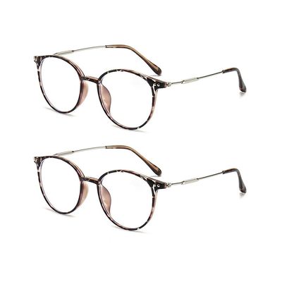 Jingyuton 2 Pack Fashion Myopia Distance Glasses For Men Women Blue Light Blocking Computer Nearsighted Glasses Oval Frame (Pebble, 1.75, Diopters)