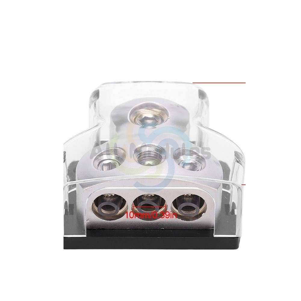 0 Gauge in 4 Gauge Out 3 Way Amp Copper Power Distribution Block for Car Audio Splitter