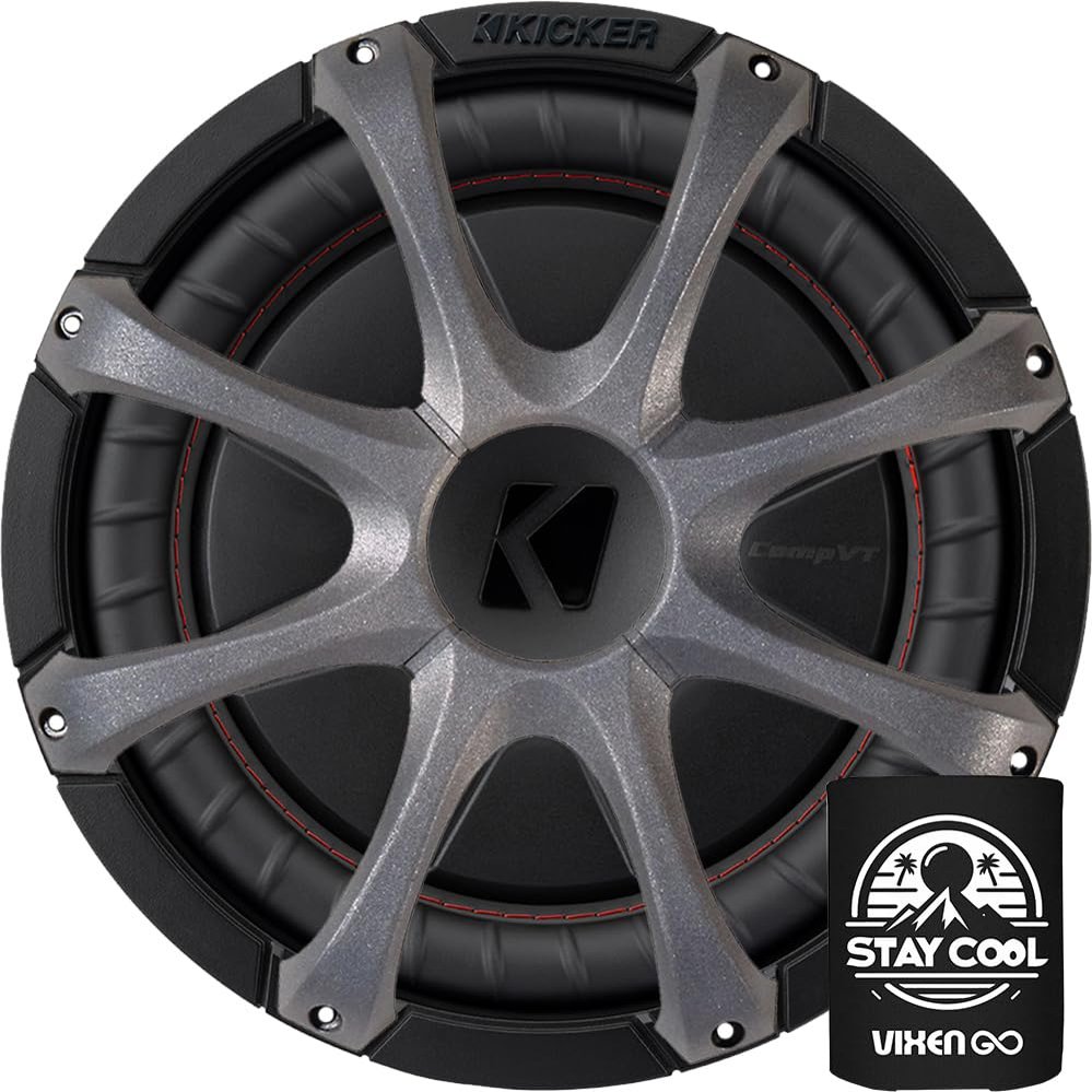KICKER Subwoofer and Grille Package of 2 Items: 12" CompVR Subwoofer DVC 2-ohm with ABS Grille - 52CVR122 Sub & GR120 Grill