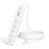 15Ft Power Strip Surge Protector - TerHavn Extension Cord with 15 AC Outlets and 4 USB Ports for for Home, Office, Dorm Essentials, 1080 Joules,15A 1875W, (White) view 1