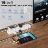 15Ft Power Strip Surge Protector - TerHavn Extension Cord with 15 AC Outlets and 4 USB Ports for for Home, Office, Dorm Essentials, 1080 Joules,15A 1875W, (White) view 2