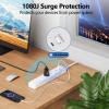 15Ft Power Strip Surge Protector - TerHavn Extension Cord with 15 AC Outlets and 4 USB Ports for for Home, Office, Dorm Essentials, 1080 Joules,15A 1875W, (White) view 4