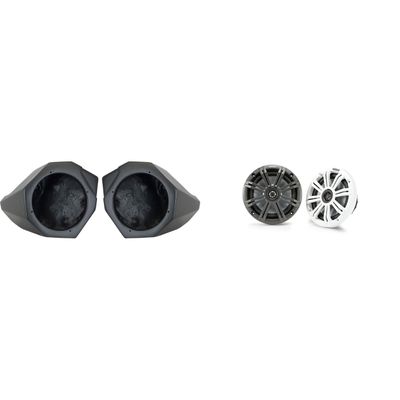 Kicker 45KM654 6.5" Marine Speakers and Front-Kick 6.5in Speaker Pods Compatible with CanAm X3 2017-2025