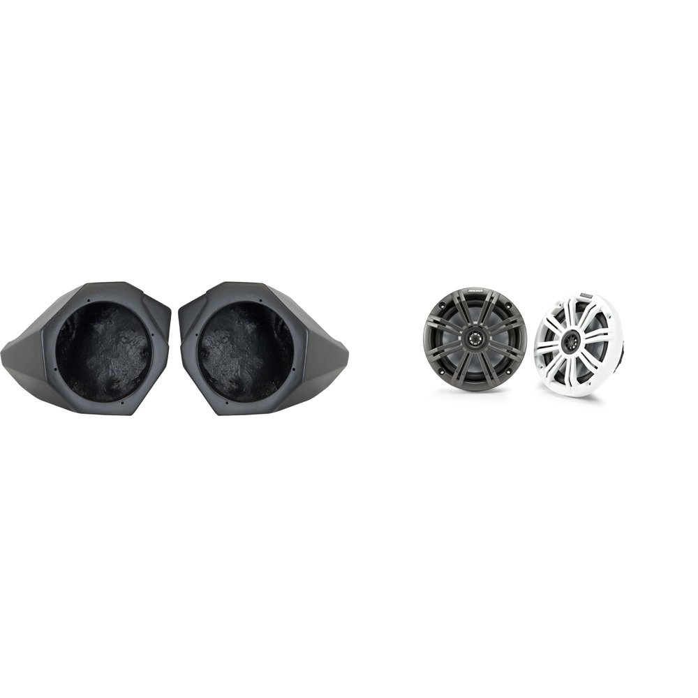 Kicker 45KM654 6.5" Marine Speakers and Front-Kick 6.5in Speaker Pods Compatible with CanAm X3 2017-2025