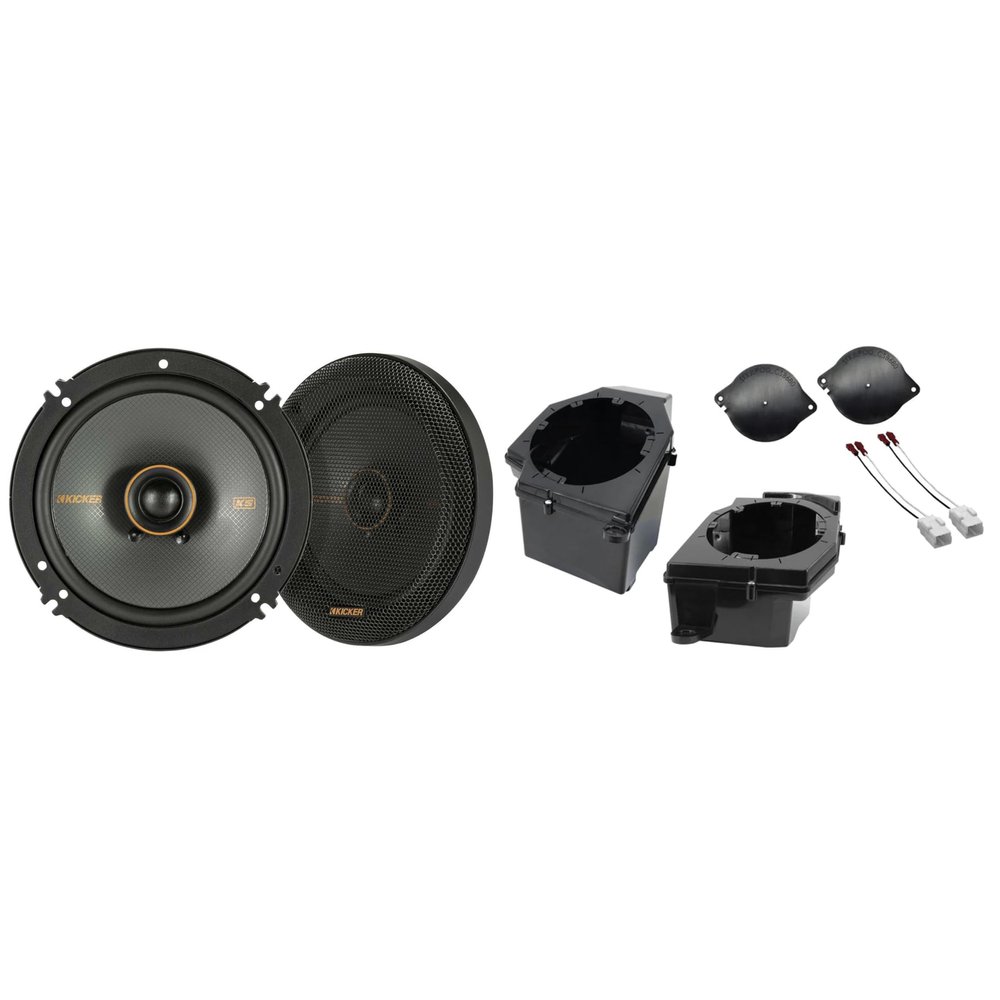 Kicker 51KSC6504 6.5" KSC Coaxial Speakers and Front 6.5" Speaker Pods with Tweeter Adaptors Compatible with Jeep JL (2018-2023) & JT (2020-2023)