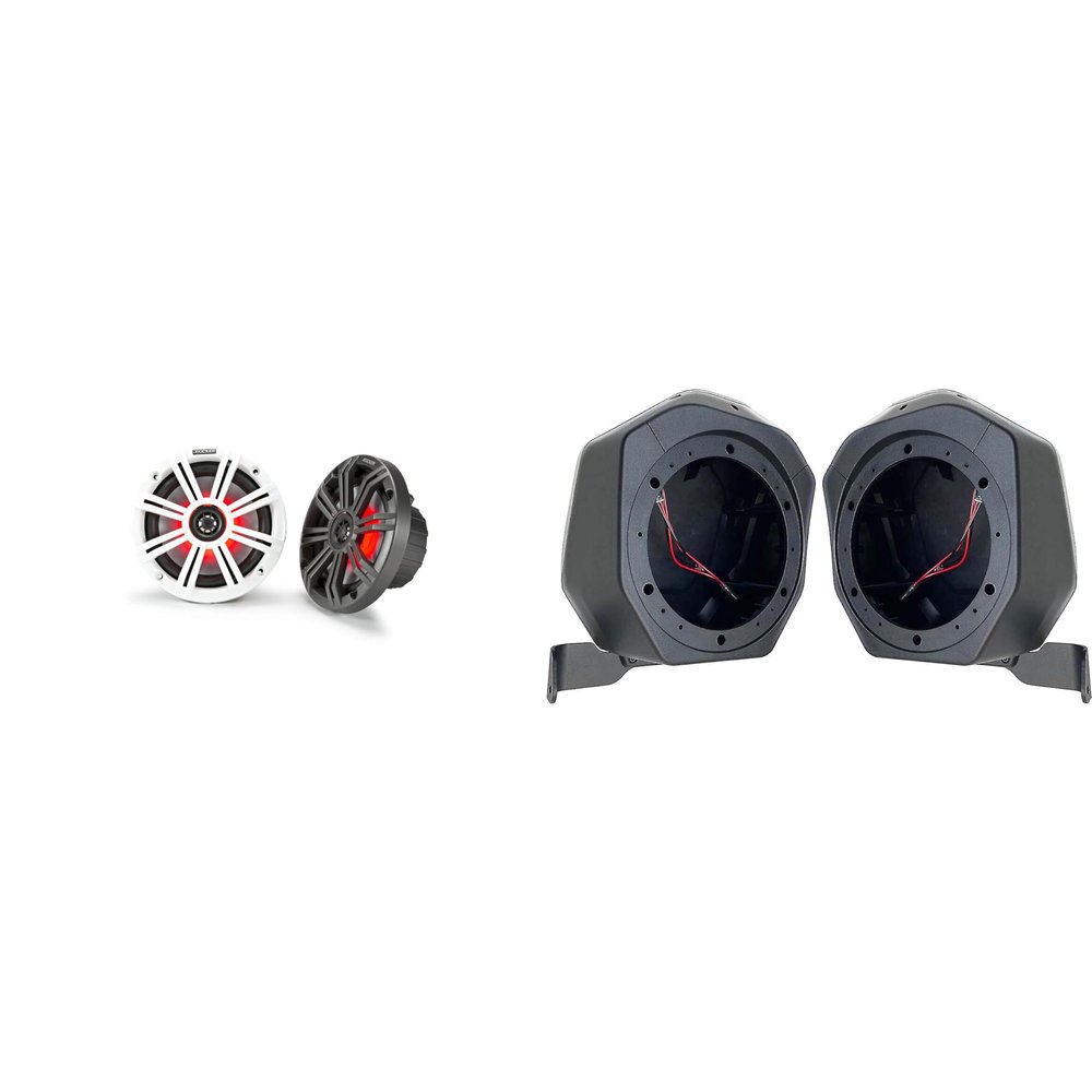 KICKER 45KM654L 6.5" LED Marine Speakers and Rear Speaker Pod 6.5in Compatible with Ford Bronco 2021-2024 4-Door