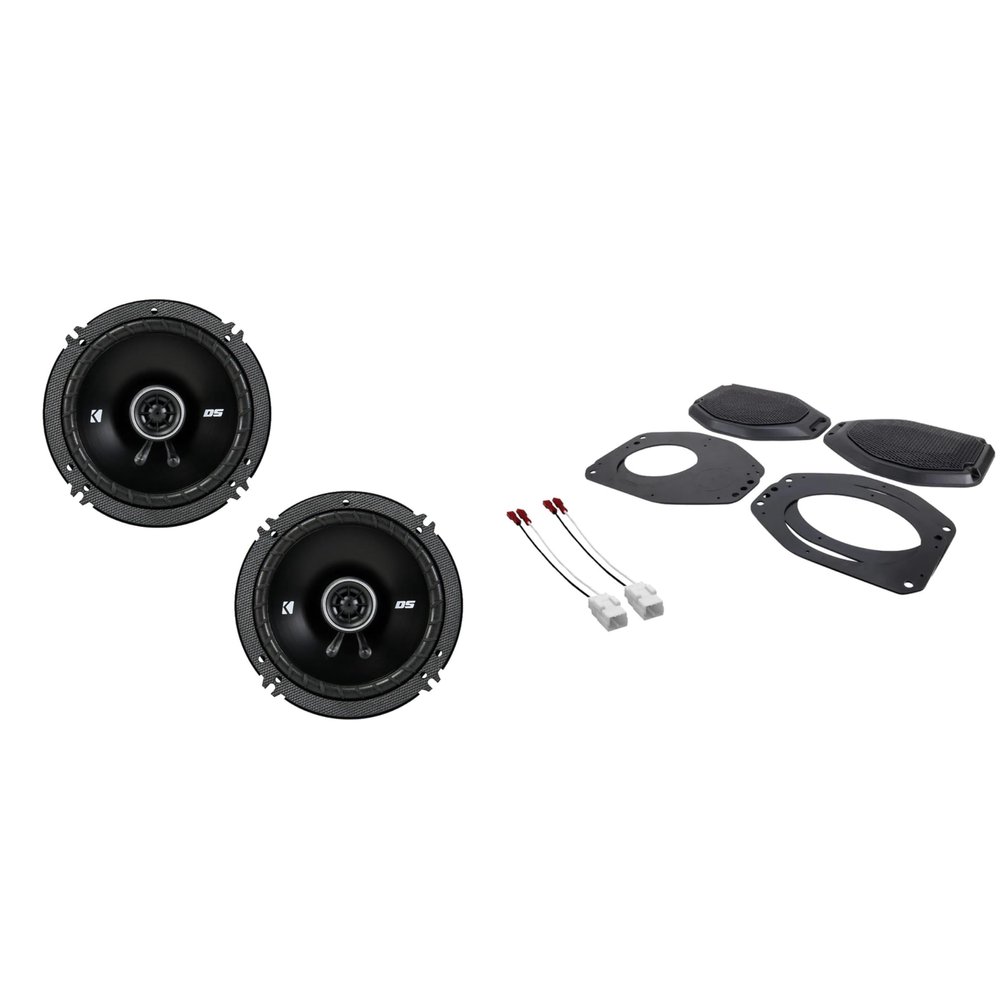 Kicker 43DSC6504 6.5" DS-Series Coaxial Speakers and Sound Bar Mounting Kit Compatible with Jeep JL (2018-2023) & JT (2020-2023)