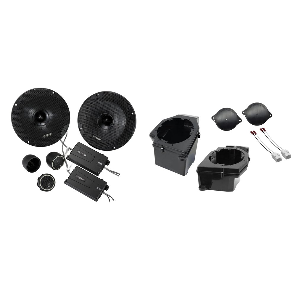 Kicker 46CSS654 6.5" CSS Component Speakers and Front 6.5" Speaker Pods with Tweeter Adaptors Compatible with Jeep JL (2018-2023) & JT (2020-2023)