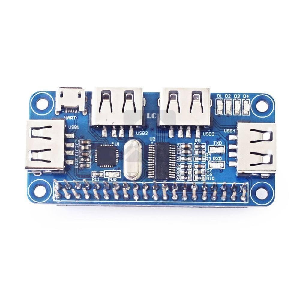 4 Port USB HUB HAT USB 2.0 1.1 Micro USB for Zero/W A+ B B+ 2 3 Model B Serial Debugging Onboard USB to UART
