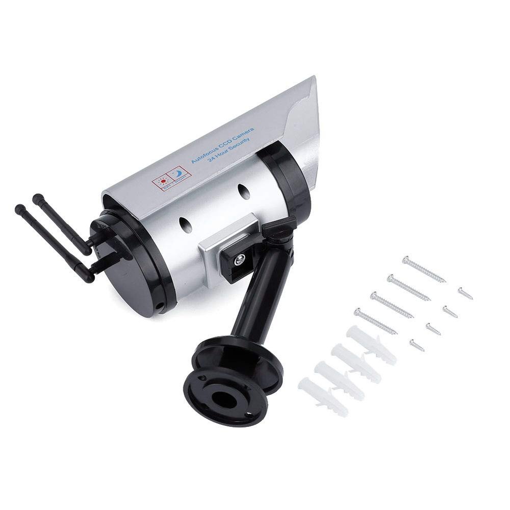 FUZHUI Solar Powered Dummy Security Camera with LED Flashing Indoor Outdoor Use for Deterring Theft