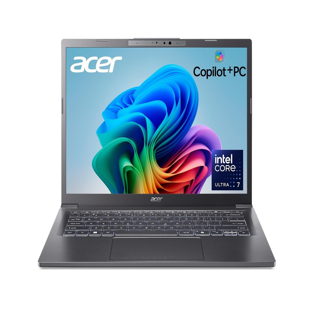 acer Aspire 14 AI Copilot+ PC | 14" WUXGA Touchscreen Display | Intel Core Ultra 7 Processor 256V | NPU: Up to 47 Tops - GPU: Up to 64 Tops | Intel ARC 140V | 32GB LPDDR5X | 1TB SSD | Wi-Fi 6E