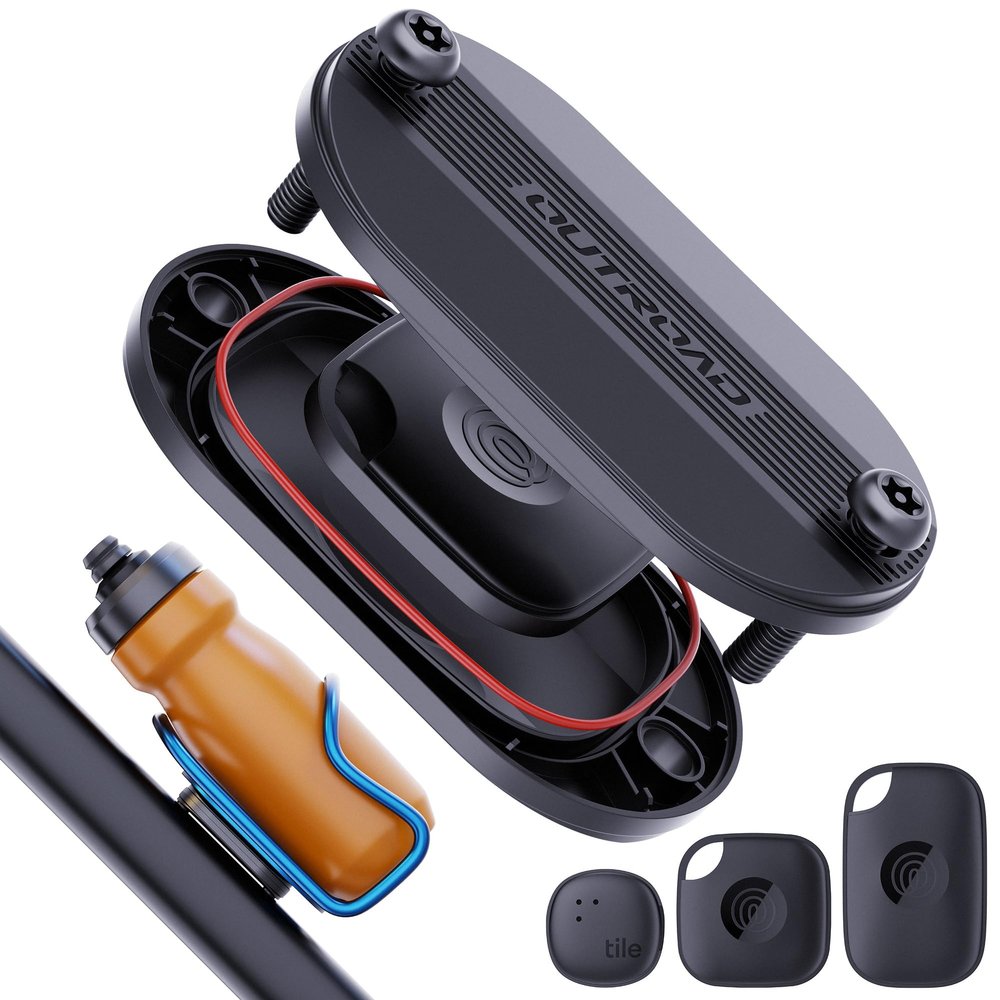 for Tile Bike Mount- Compatible with Tile Pro / Mate / Sticker, IPX8 Waterproof Bike GPS Tracker Holder, Hidden Under Bottle Cage or Alone, Extended M5 Black Safety Screws with Driver (1 Pack-Black)