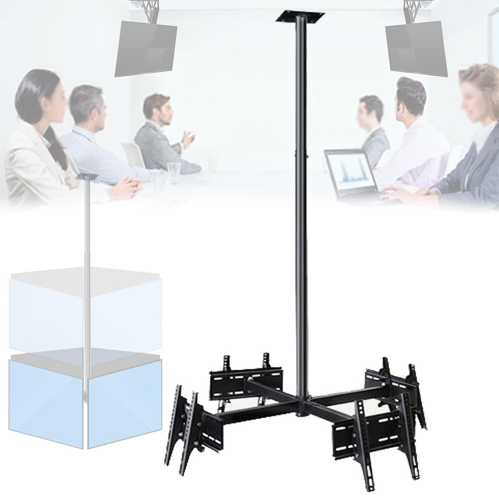 360 Rotating TV Ceiling Mount - 7-Level Height Adjustable Hanging Ceiling TV Bracket with Up/Down Angle Adjustment 15 for Most 32-75 inch TV, Max Load-Bearing Capacity 150kg