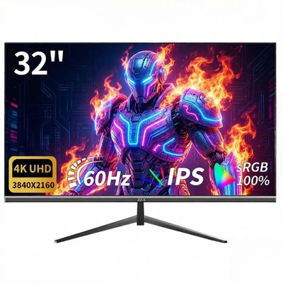 32 Inch 4K UHD Monitor (3840x2160), IPS,60Hz Refresh Rate, 100% sRGB, AMD FreeSync, 178 Viewing Angle, HDMI/DisplayPort, VESA 100x100mm Mount Compatible, Tilt Adjustable - Black