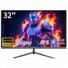 32 Inch 4K UHD Monitor (3840x2160), IPS,60Hz Refresh Rate, 100% sRGB, AMD FreeSync, 178 Viewing Angle, HDMI/DisplayPort, VESA 100x100mm Mount Compatible, Tilt Adjustable - Black view 1