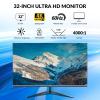 32 Inch 4K UHD Monitor (3840x2160), IPS,60Hz Refresh Rate, 100% sRGB, AMD FreeSync, 178 Viewing Angle, HDMI/DisplayPort, VESA 100x100mm Mount Compatible, Tilt Adjustable - Black view 2
