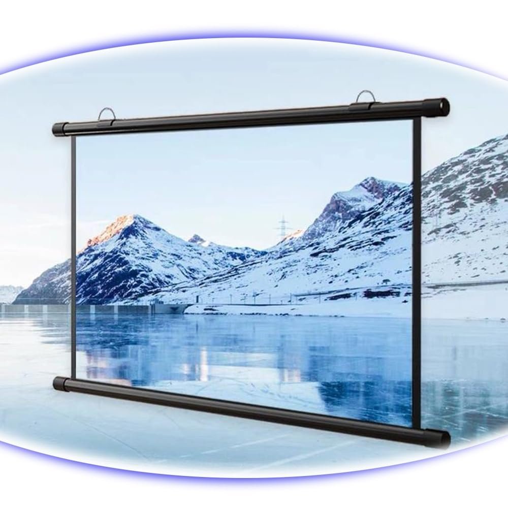 YAQXYH 40" 50" 60" Projection Screen Manual Pull Down Projector Screen 4K HD Home Theater Projector Screen for Home Theater Office Classroom Camping(60 Inch (16:9))