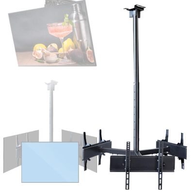 3 Sides Screen Ceiling TV Mount 1.2-2m Adjustable Hanging Ceiling TV Bracket Fits Most 32-75 inch, Up/Down Angle Adjustment 15, Max VESA 400x400mm