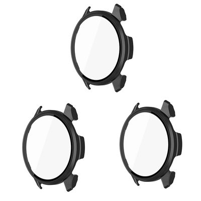 3 Pack Hard Case for Garmin Approach S50 with Screen Protector, Hard PC Protective Case Shockproof Anti-Scratch Bumper Cover with Tempered Glass (Black*3)