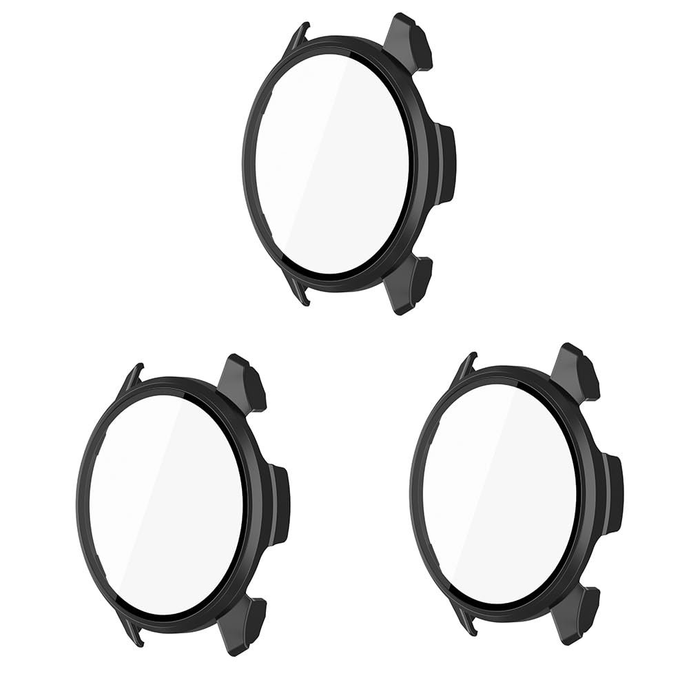 3 Pack Hard Case for Garmin Approach S50 with Screen Protector, Hard PC Protective Case Shockproof Anti-Scratch Bumper Cover with Tempered Glass (Black*3)