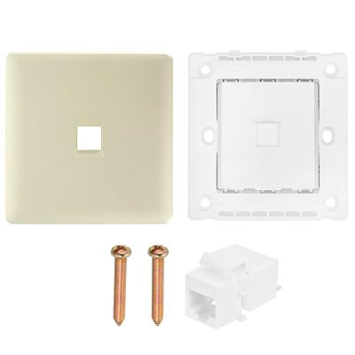 MECCANIXITY 1 Pack Ethernet Wall Plate 1 Port, Single Gang Ethernet Wall Outlet Jack Cat6 Punch Free RJ45 Coupler for Home Office, Gold