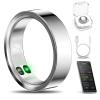 xiaobi Smart Ring with Call/Clock/Events Alerts, No APP Subscription, Body Temp/Heart Rate/Women's Health Tracker, 5ATM Waterproof Fitness Ring for Android & iOS (Silver,8#) view 1