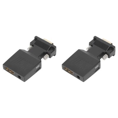 ASHATA 2Pcs VGA to HDMI Adapter, 1080P Video Dongle Converter with Audio Port (PC VGA Source Output to TV Monitor with HDMI Connector) for Computer Laptop