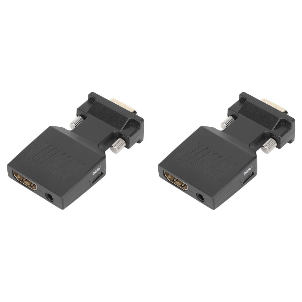 ASHATA 2Pcs VGA to HDMI Adapter, 1080P Video Dongle Converter with Audio Port (PC VGA Source Output to TV Monitor with HDMI Connector) for Computer Laptop