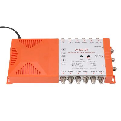Zopsc TV Antenna Distribution Amplifier, 12 Channel Loop Cascading Splitter for CATV System, Support 4G LTE Filter (US Plug 110-120V)