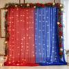 10x10ft Royal Blue Red Tulle Backdrop Curtain with Lights String for Parites, Sheer Photo Backdrop Curtains with lights for Wedding Backdrop Ceremony Reception Bridal Shower Baby Shower Birthday Party view 1
